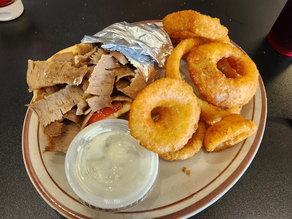 Greek Gyro w Feta & Onion Rings