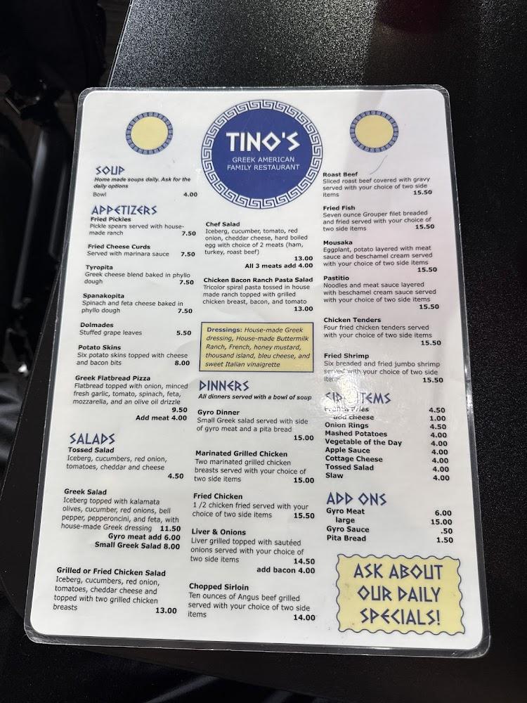 Tino's Greek-American Family Restaurant Menu image 4