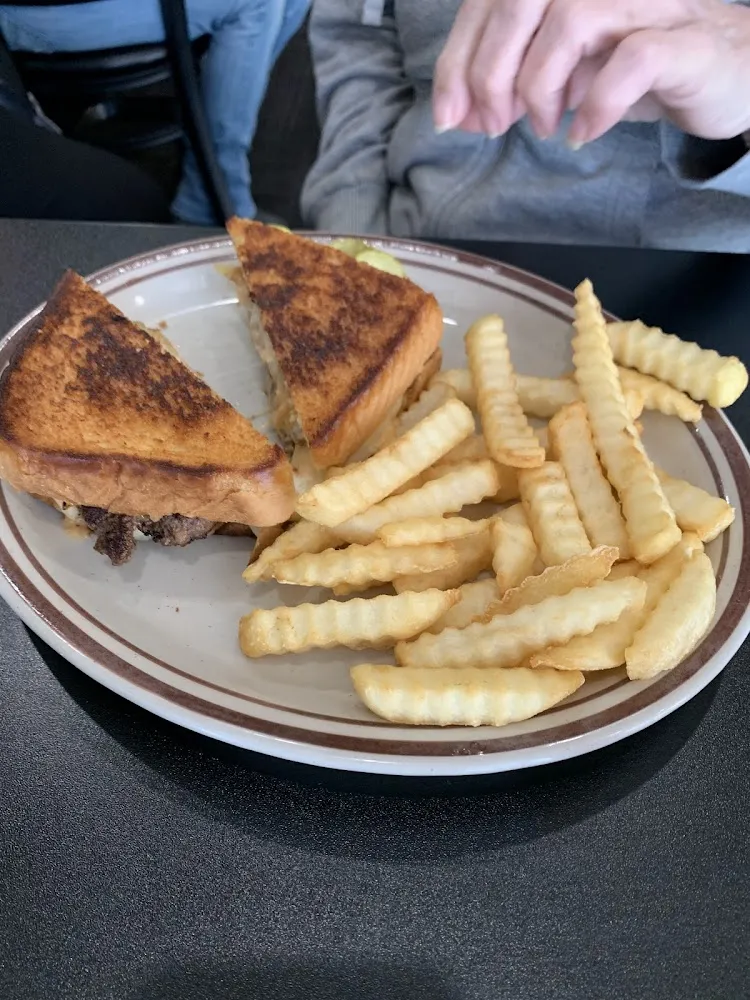 Patty Melt Burger and Fries